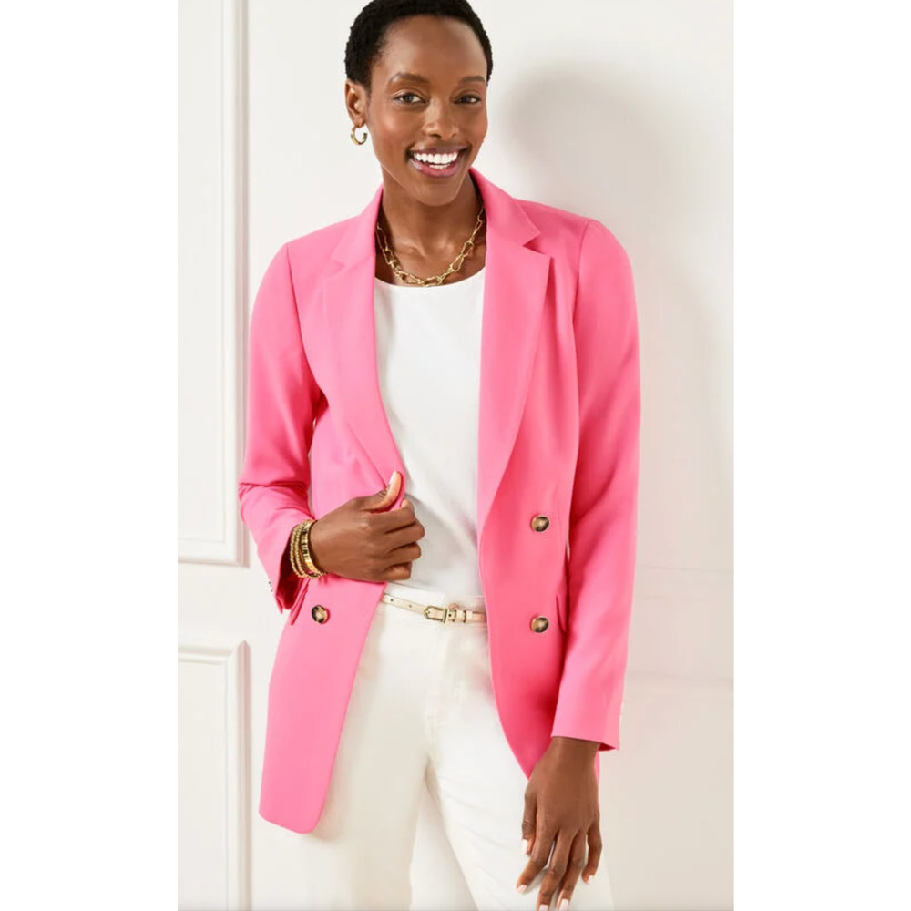 NWT TALBOTS POPPY PINK TAILORED STRETCH NO CLOSE BLAZER JACKET PLUS SIZE 18